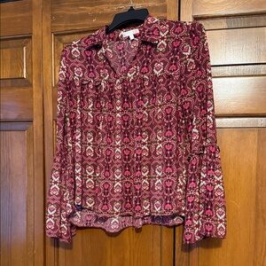 GBX Burgundy and Pink Patterned Blouse